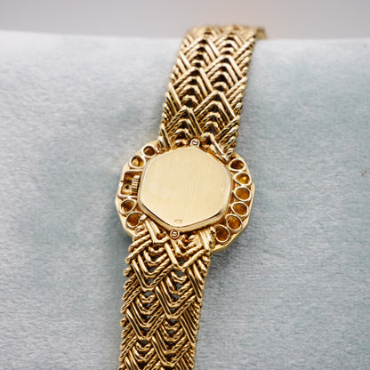 Vintage Audemars Piguet Ladies Watch Gold Malachite Diamond 1970s Manual Wind Luxury Swiss, 18K Gold, view 10