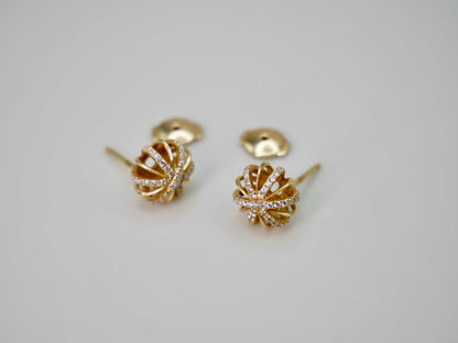 Diamond Snowflake Earrings, 18K Gold, view 4