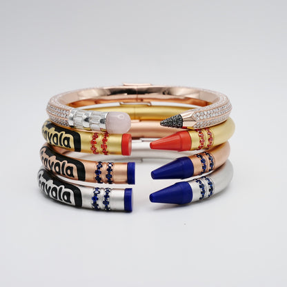 Customizable Crayon Bracelet with Blue Lapis and Blue Moissanites