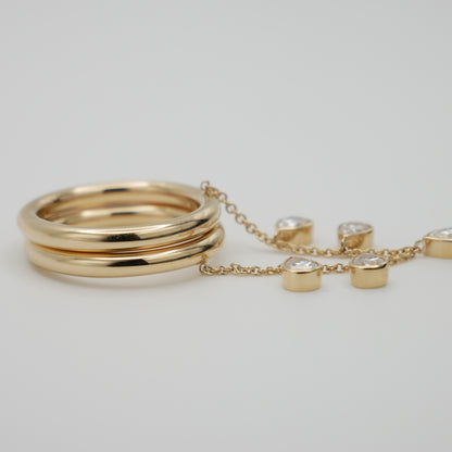 Double Ring with Pear Shaped Moissanites, 14K Gold, view 5