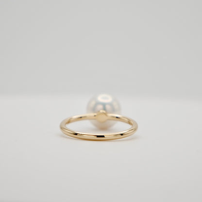 Pearl and Aquamarine Ring, 14K Gold, view 6