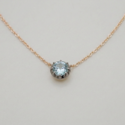 Round Lab Aquamarine Georgian Victorian Gold Necklace, 18K Gold, view 2