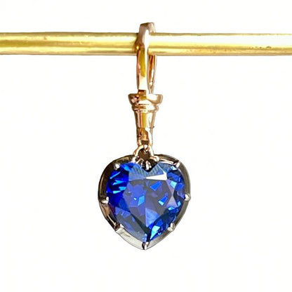 Georgian Victorian Ball Chain Heart Sapphire Pendant, 18K Gold