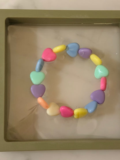 Rainbow Heart Stretchy Bead Bracelet, view 3