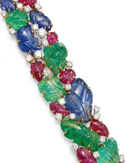 Tutti Frutti Bracelet — Carved Lab-Grown Emerald, 18K Gold, view 4