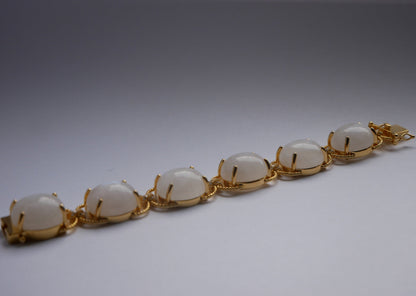 Pebble Cabochon Sicilian Moonstone and Moissanite Rope Bracelet, view 6