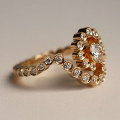 Wave Ocean Conch Shell Lab Moissanite or Diamond Ring, 18K Gold, view 6