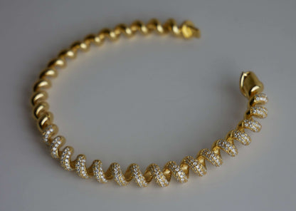 Fusilli Rotini Spiral Gold Moissanite Bangle, view 7