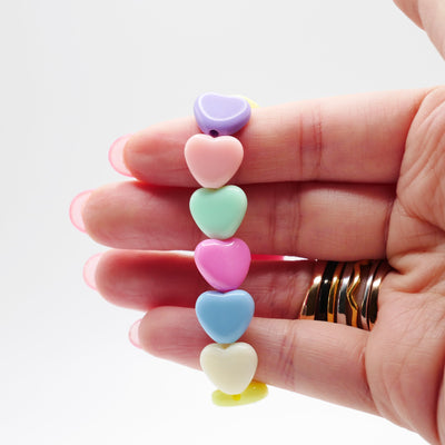 Rainbow Heart Stretchy Bead Bracelet