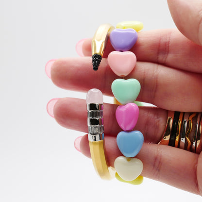 Rainbow Heart Stretchy Bead Bracelet, view 2