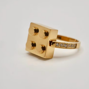 Plated Block Ring, 18K Gold