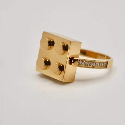 Plated Block Ring, 18K Gold