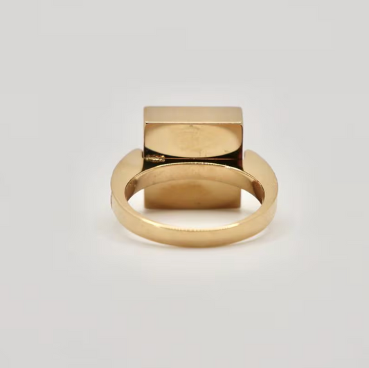 18K Gold Plated Block Ring | Nadine Ghosn style | Drake jewelry | Justin Bieber jewelry | Beyonce jewelry | novelty fun fine jewelry | by Disco Marshmallow