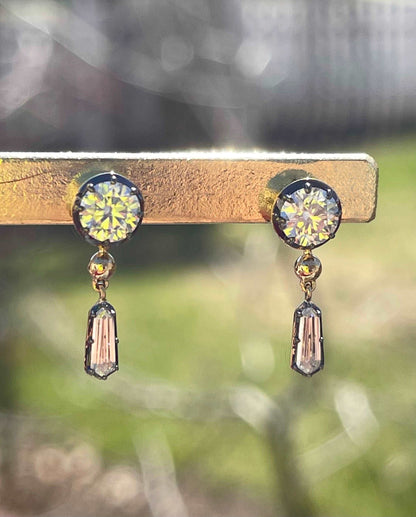 Multi-Shape Georgian Victorian Gold Detachable Earrings, 14K Gold, 2 Ct, view 3