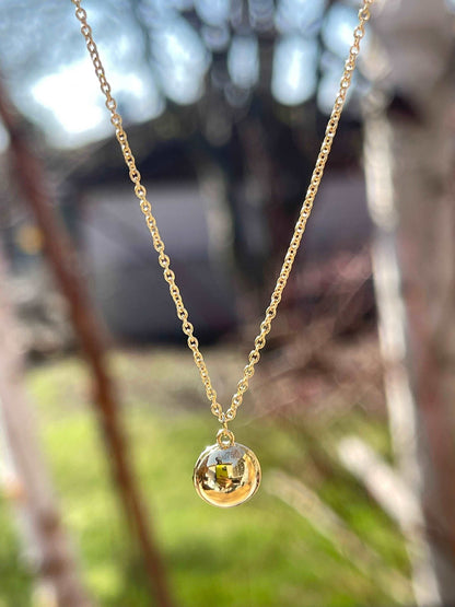 Round Lab Diamond or Moissanite Georgian Victorian Gold Necklace, 18K Gold, view 4