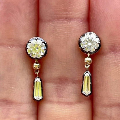 Multi-Shape Georgian Victorian Gold Detachable Earrings, 14K Gold, 2 Ct, view 2