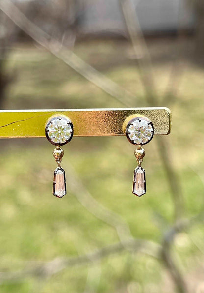Multi-Shape Georgian Victorian Gold Detachable Earrings, 14K Gold, 2 Ct, view 4