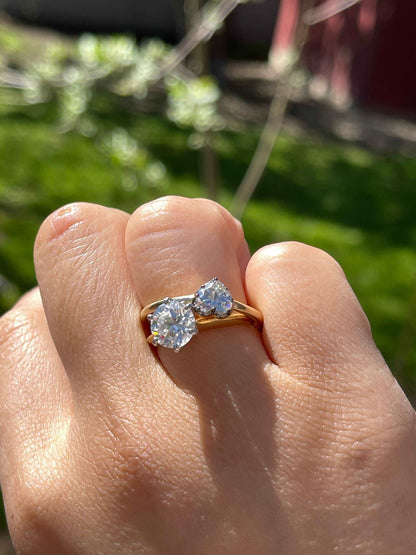 Georgian Victorian Heart Shaped Moissanite and Gold Collet Button Back Ring, view 13