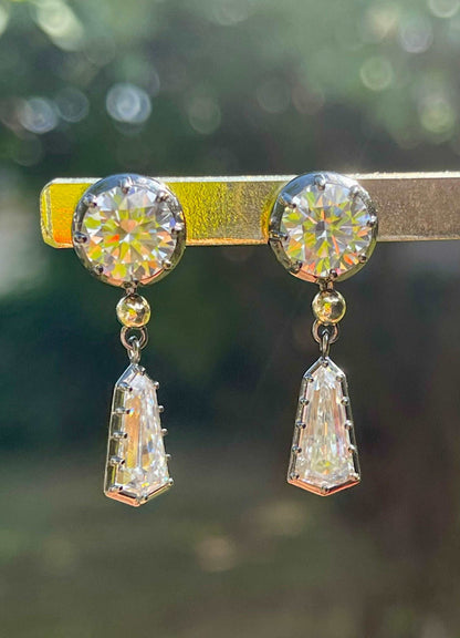 Multi-Shape Georgian Victorian Gold Detachable Earrings, 14K Gold, 6.6 Ct, view 3