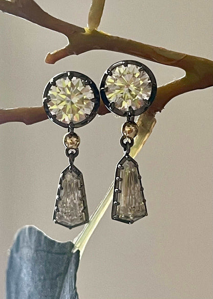 Multi-Shape Georgian Victorian Gold Detachable Earrings, 14K Gold, 6.6 Ct, view 5