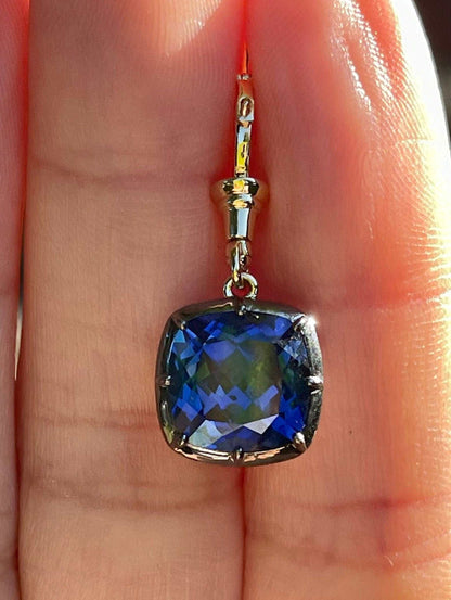 Georgian Victorian Sapphire Cushion Ball Chain Pendant, view 3