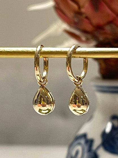 Pear Cut Moissanite or Diamond Georgian Victorian Gold Earrings, 14K Gold, view 6