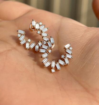 Fireworks Spiral Moissanite Hoop Earrings, view 5