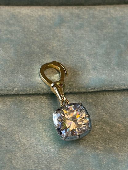 Georgian Victorian Ball Chain Cushion Lab Diamond or Moissanite Pendant, view 9