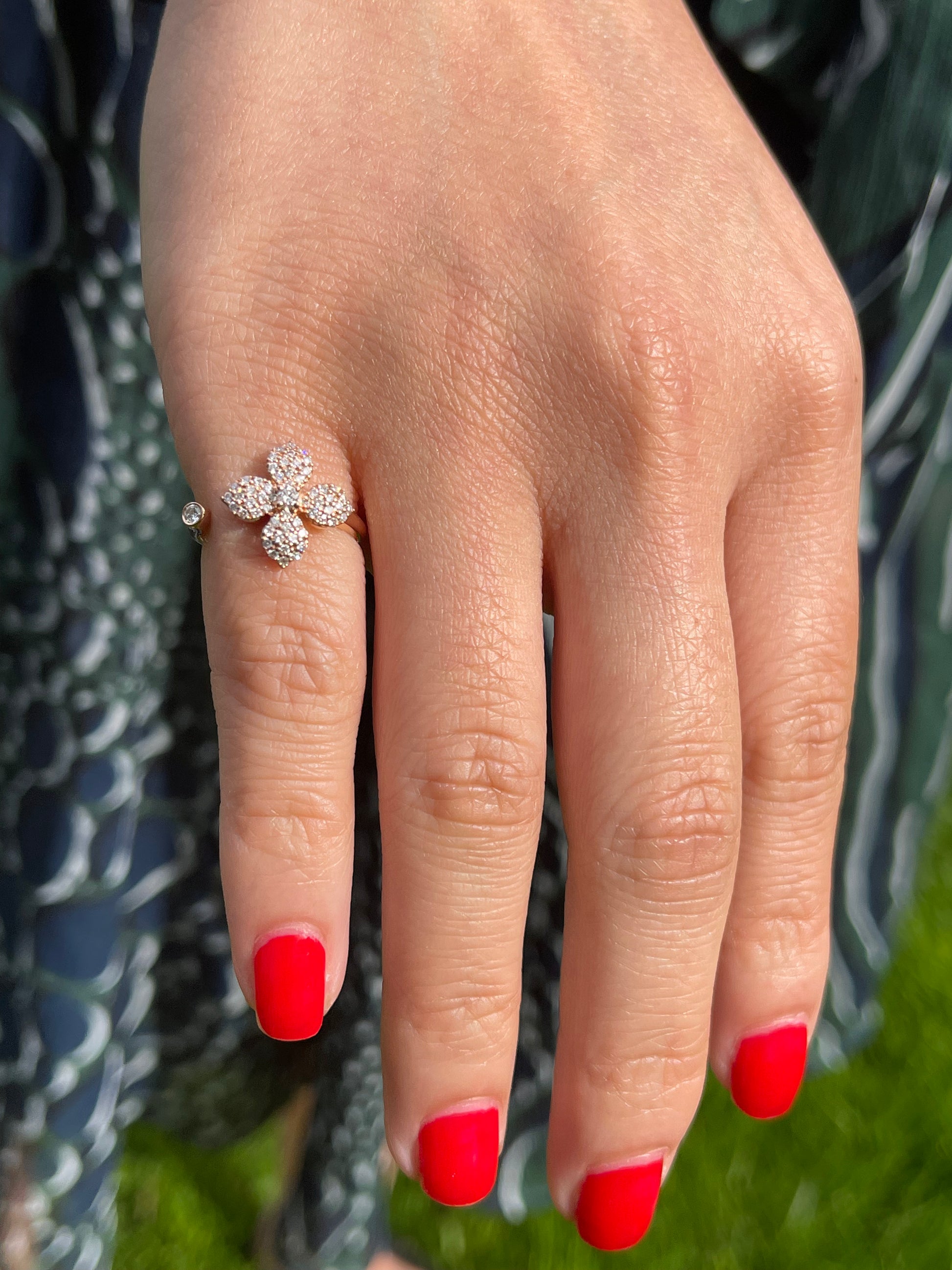 Diamond Clover Ring as seen on Amelia Liana -  Yael Joaillerie 