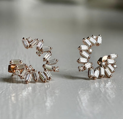 Fireworks Spiral Moissanite Hoop Earrings, view 3