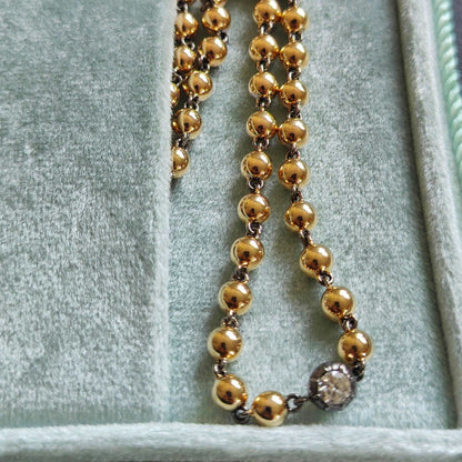 Georgian Victorian Art Deco Ball Chain Necklace with Diamond or Moissanite