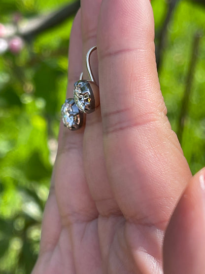 Round Moissanite Georgian Victorian Gold Earrings, 14K Gold, view 11