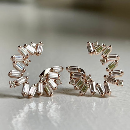 Fireworks Spiral Moissanite Hoop Earrings, view 2