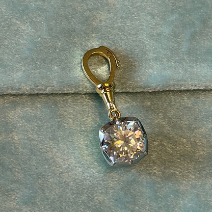 Georgian Victorian Ball Chain Cushion Lab Diamond or Moissanite Pendant, view 8