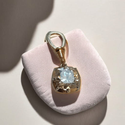 Georgian Victorian Ball Chain Cushion Lab Diamond or Moissanite Pendant, view 6