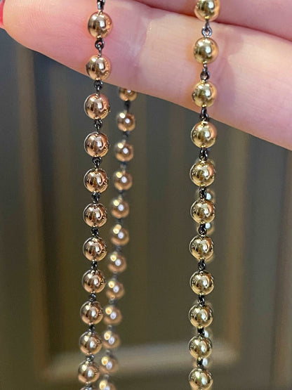 Georgian Victorian Art Deco Ball Sphere Chain Necklace, 4 mm, view 7