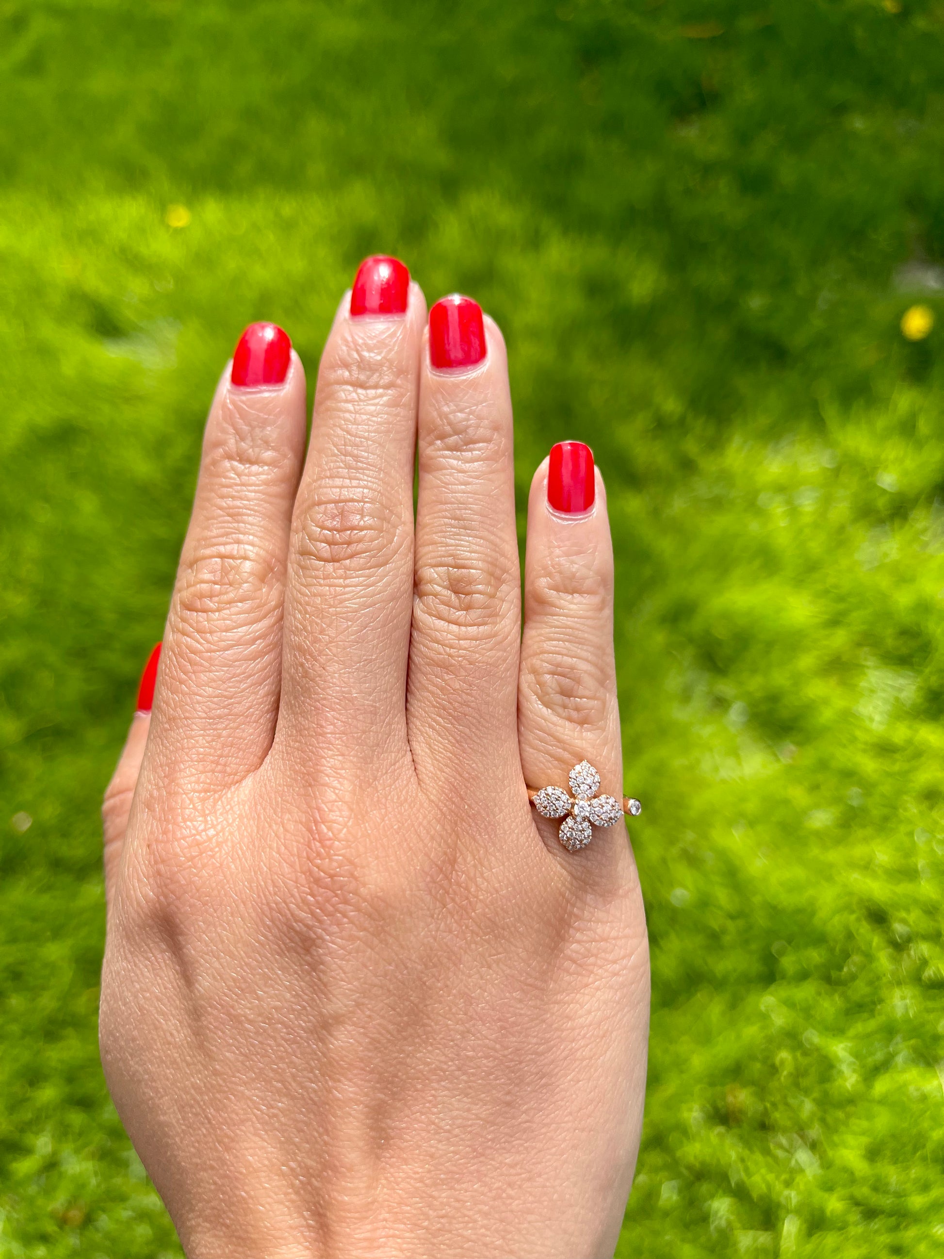 Diamond Clover Ring as seen on Amelia Liana -  Yael Joaillerie 