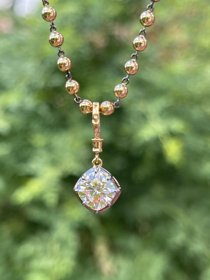Georgian Victorian Art Deco Ball Sphere Chain Necklace, 4 mm, view 5