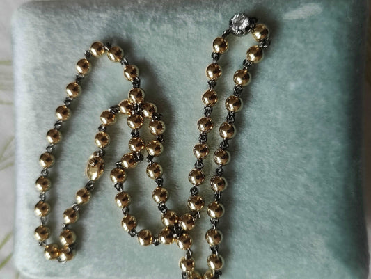 Georgian Victorian Art Deco Ball Chain Necklace with Diamond or Moissanite, view 2