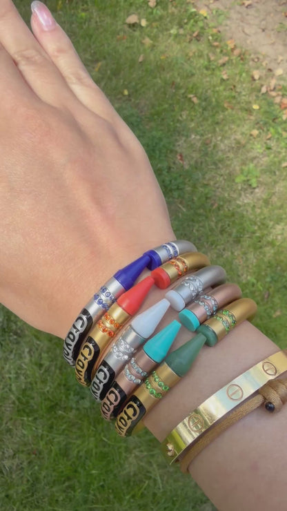 Customizable Crayon Bracelet with Blue Lapis and Blue Moissanites