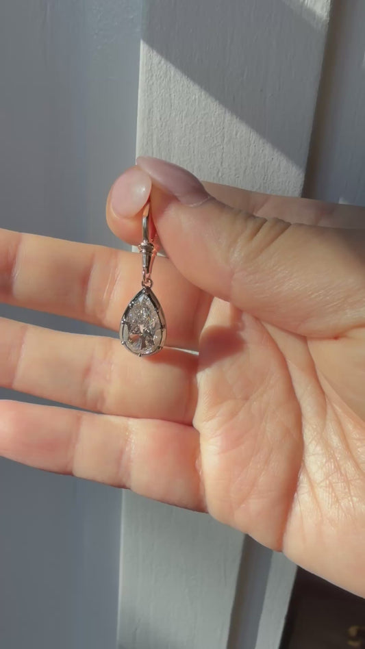 Georgian Victorian Diamond Pear Art Deco Ball Chain Pendant