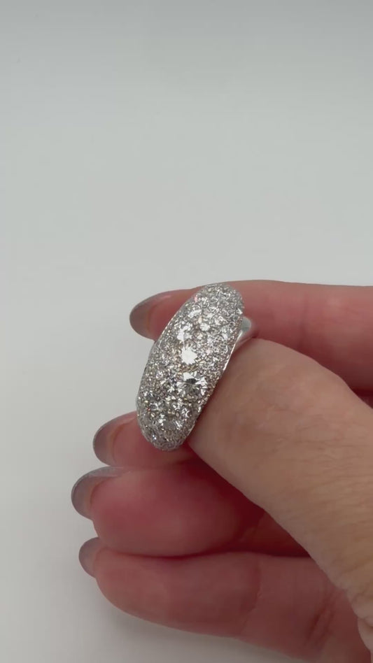 Pavé Crossover Dome Ring with Lab Diamonds or Moissanites in 14K or 18K Gold