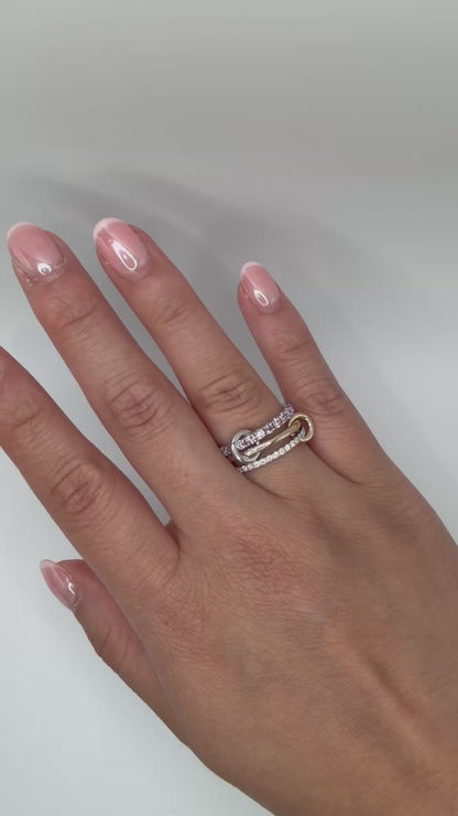 Interlocking Amethyst and Diamond Trinity Ring Set