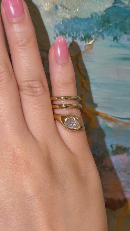 Serpent Coil Ring with Old Mine Cut Pear Shaped Moissanite, 18K Gold