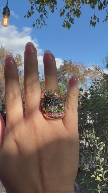 Pencil and Caviar Burger Combo, 18K Gold Filled