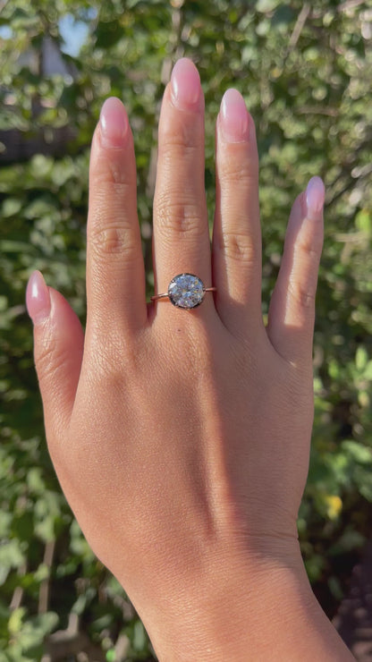 Georgian Victorian Collet Button Back Ring, 2 Ct, Lab Diamond or Moissanite