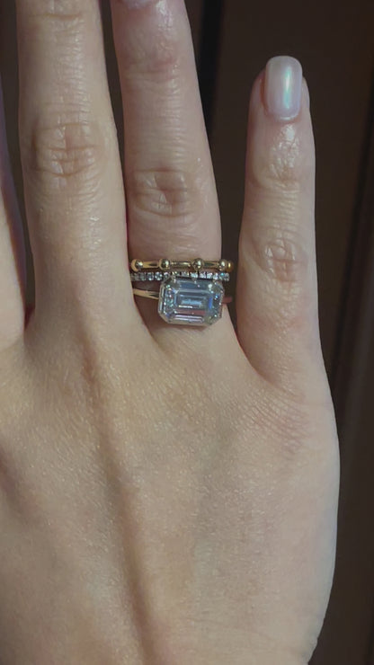 Micro Pave Thin Gold Diamond or Moissanite Ring