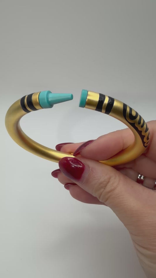 Customizable Crayon Bracelet with Turquoise Tips and Black Accents