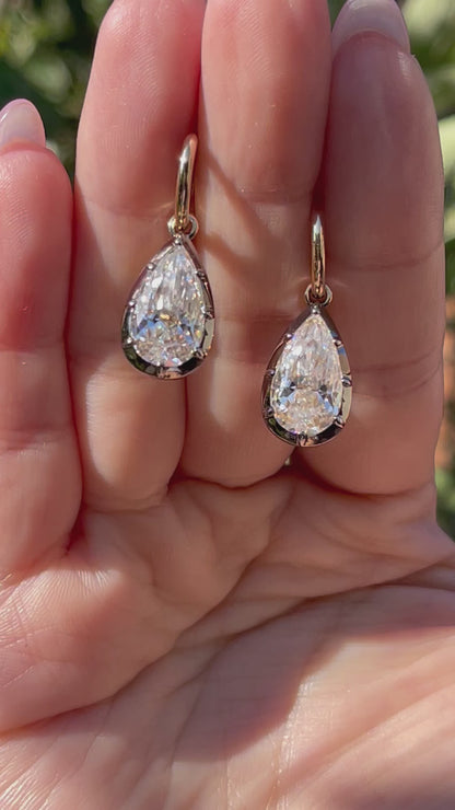 Pear Shaped Moissanite Georgian Victorian Earrings