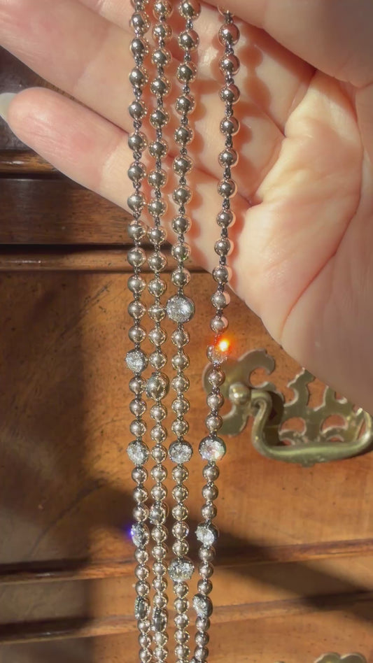 Collier de 16 po Art déco victorien géorgien avec 7 diamants ou moissanites